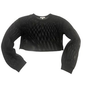 Honey Punch Black Mesh Cropped Long Sleeve Top EUC Size S